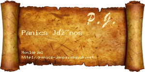 Panics János névjegykártya